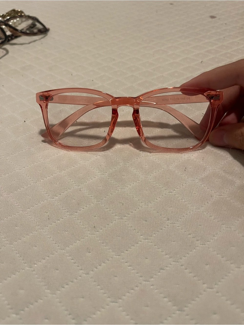 Clear Pink Square Frame FAKE Glasses